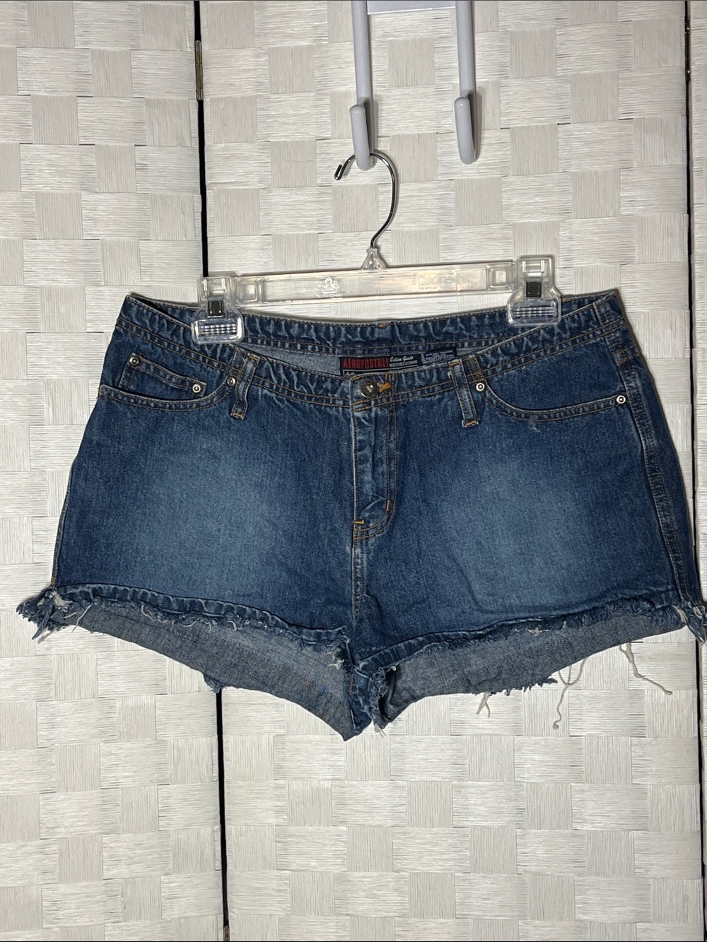 Aeropostale Dark Blue Denim Frayed Hem Jean Shorts